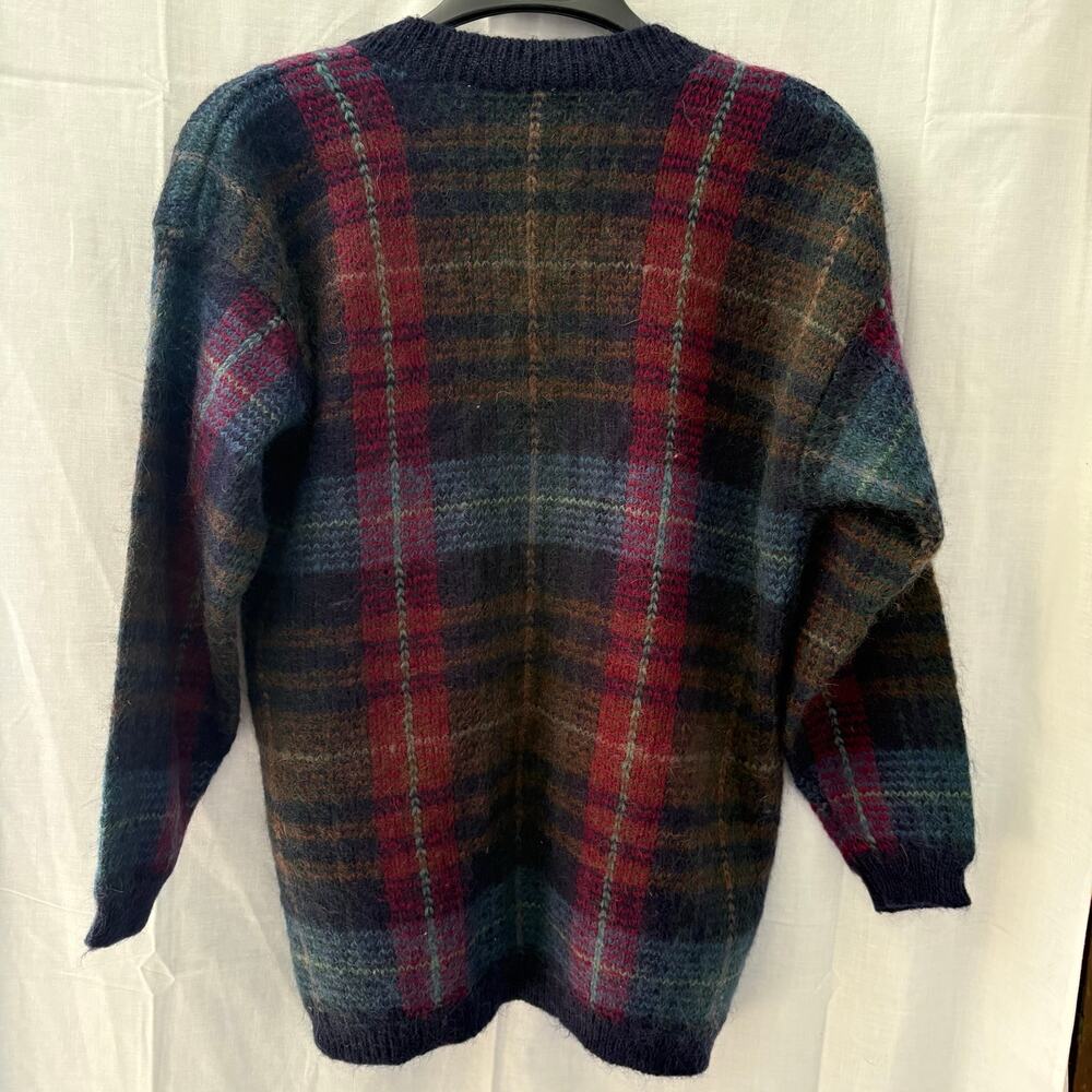 Paul Harris Design Vintage Mohair Blend Cardigan Sweater Plaid Medium - Picture 2 of 5